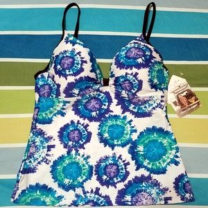 NWT Free Country Molded Cup Tankani Swimsuit Top M